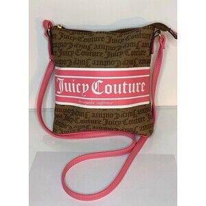Juicy Couture Chestnut Chino Pink Gothic Logo Stripe Crossbody Bag 9.5